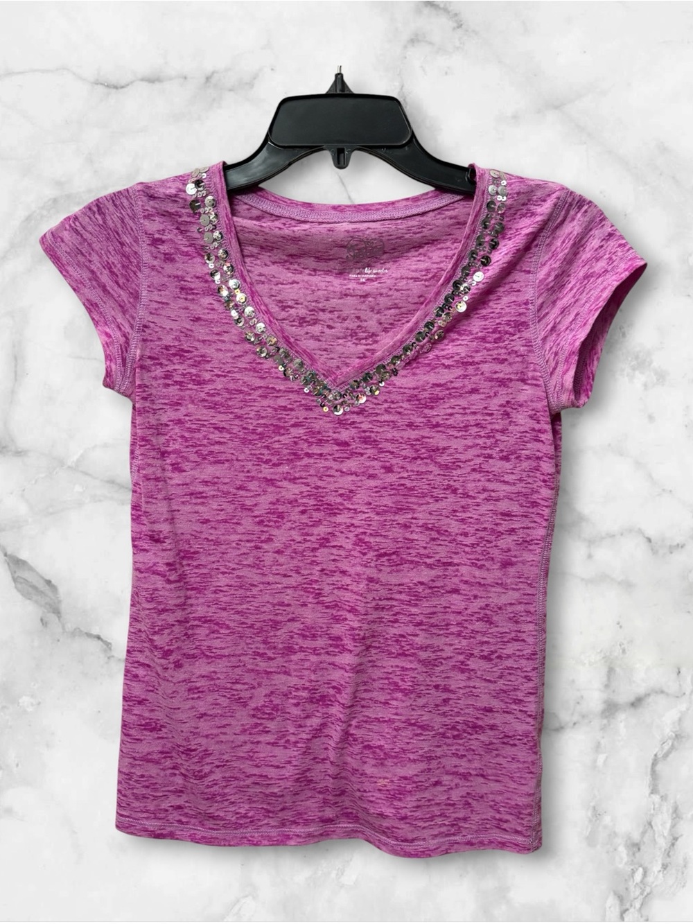 Justice Kids V-Neck Sequin Tee